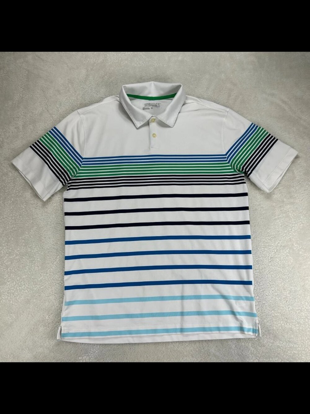 Nike Golf Polo‎ Shirt Mens L Multicolor Striped Tour Performance Dri-Fit Stretch